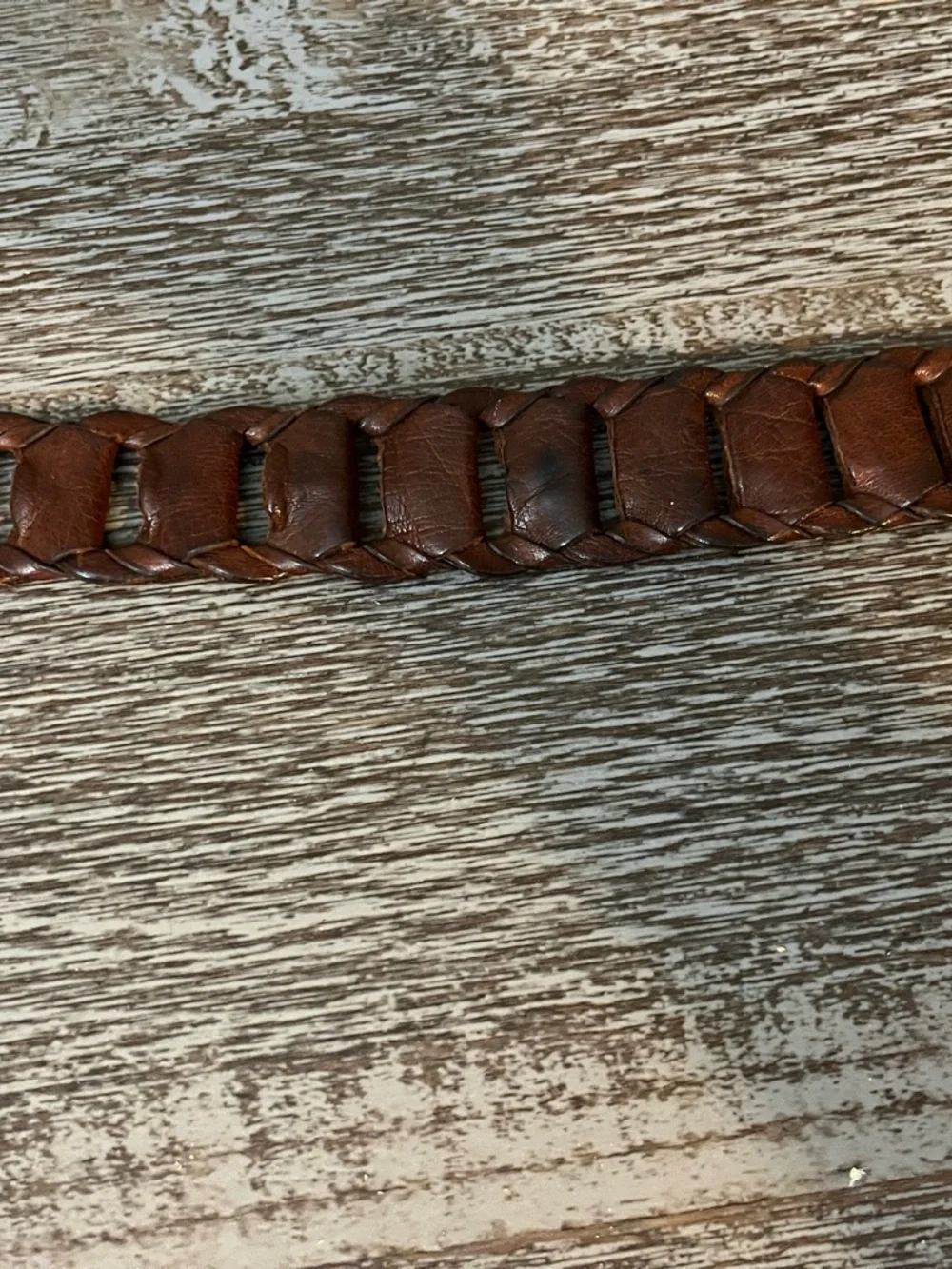 Vintage Brown Braided Leather Women’s Belt 44 inches